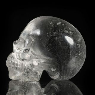 With Flaw 1.  54 " Natural Clear Quartz Crystal Carved Skull Reiki Healing 33m25