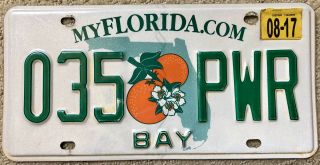 Bay County Florida Orange License Plate 035 Pwr