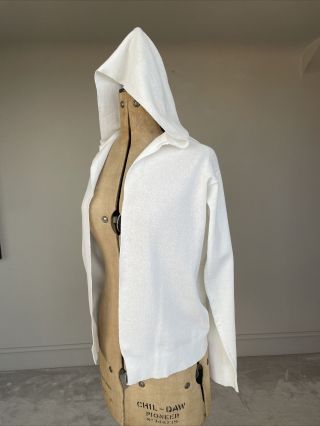 Vintage Jil Sander 90s White Knit Cotton Top Hoodie Cardigan 38