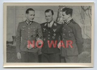 Wwii German Photo Luftwaffe Pilot Johannes Wiese Knight Cross Holder W Friends
