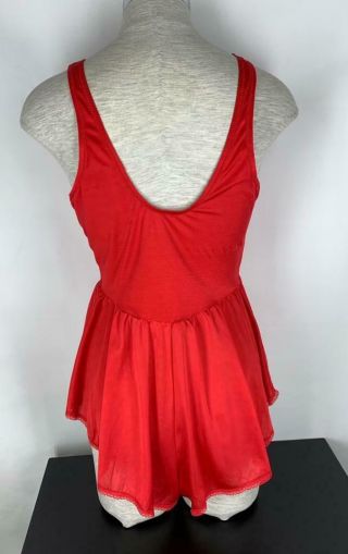 Vintage Olga Nightgown M L Short Red Romper Teddy 90270 Missing Tags