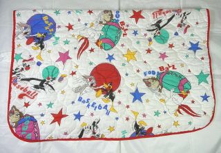 Vintage Baby Looney Tunes Gerber Crib Comforter Quilt Blanket Taz Tweety Bugs