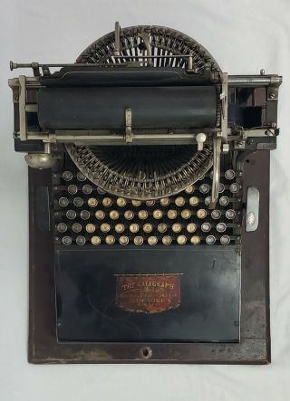 Antique 1882 Caligraph 2 Typewriter Rare Writing Machine & Case 3