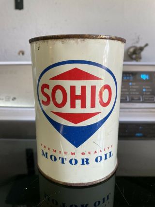 Vintage Sohio 1qt Metal Motor Oil Can Standard Oil Company (ohio)