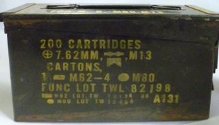 Ww Ii Ww 2 Metal Ammo Box Vintage M62 M80 7.  62mm