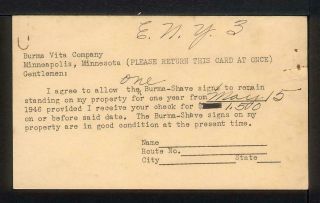 1946 Burma Shave Sign Property Rental Contract Business Reply Postal Card