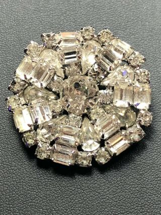 Weiss Signed Crystal Clear Rhinestone Vintage Brooch Pin “”gorgeous ””