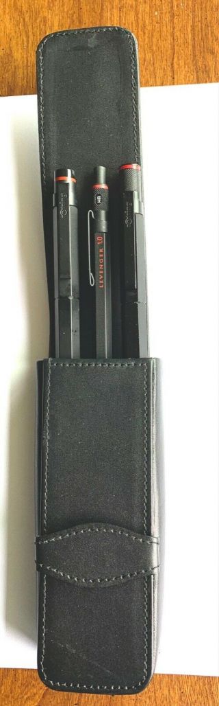Rotring 600 Black Old Style Fountain Pens In Leather Case