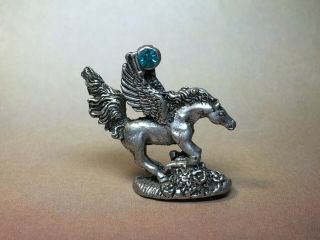 Pewter Pegasus W/ Gem Figure Mythical Fantasy Metal Ad&d Pathfinder D&d