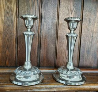 Good Pair Vintage Ianthe Of England Silver Plated Candlesticks - 7 Inches Height