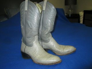 Vintage Dan Post Cowboy Boots Size 9b Mens Grey,  Western Leather Soles - Rounded