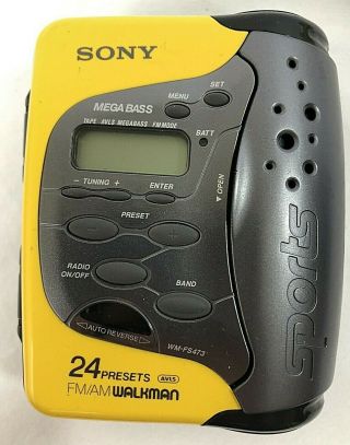 Vintage Sony Wm - Fs473 Sports Am/fm Radio Cassette Walkman Unit Only