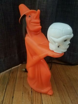 Rare Vintage Tico Toys Halloween Witch Holding Skull Blow Mold Light,  With Tag