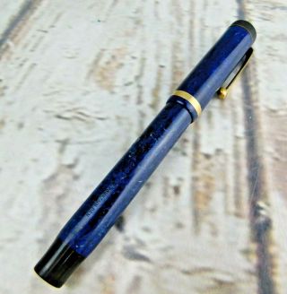 Vintage 1920s Parker Lucky Curve Duofold Sr.  Fountain Pen Blue Marbled Color