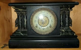 Antique Ingraham “adrian” Black Mantle Clock Parts Repair