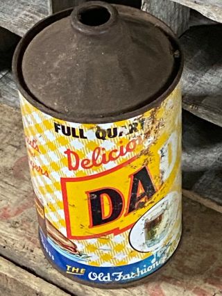 Vintage 1950s DAD’S Old Fashioned Root Beer 32oz Quart Cone Top Tin Can 2