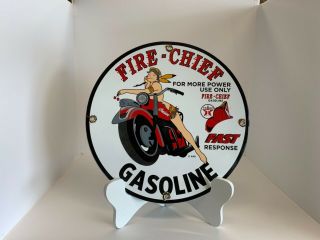 Vintage Porcelain Fire Chief Texaco Gas And Oil Sign