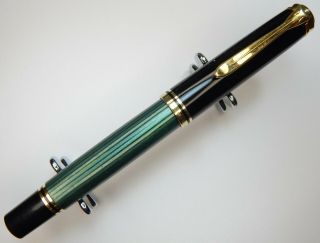 West Germany Pelikan M800 Old Style ? Fountain Pen 14k F Nib Green Striped