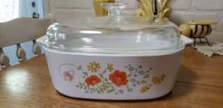 Vintage Corning Ware A - 84 - B Wildflower With Dome Lid 4qt.