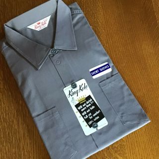 Vtg Nos 50s “king Kole”gray Twill Sanforized Short Sleeve Work Shirt Sz L 2