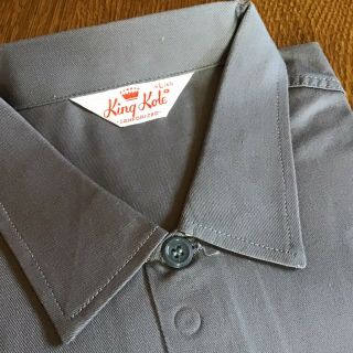 VTG NOS 50s “KING KOLE”Gray Twill Sanforized Short Sleeve Work Shirt Sz L 2 2
