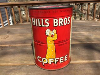 Hills Bros 2 Lb.  Can/tin With Key,  1939 Copyright On Label