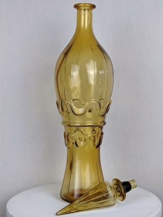 Vintage Empoli Rossini Italian Amber Bottle Decanter 20in