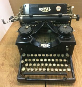 Royal Vintage Typewriter Beveled Glass Sides Serial X - 1337751 Antique Model 10