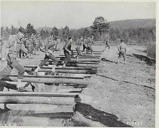 27th Division Running Over Moat Fort Mcclellan Vintage Wwii Military File Photo