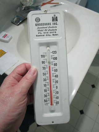 Vintage Advertising Thermometer Ih Grossmans Inc.  Farmhand,  Mobil Oil Products
