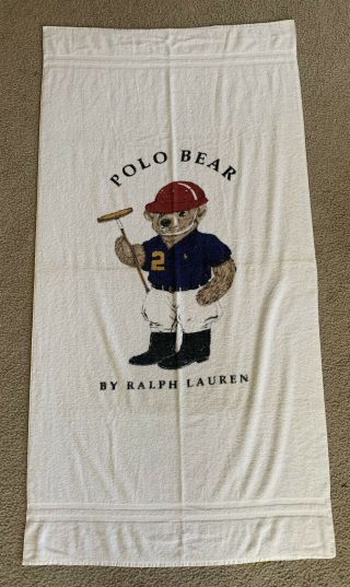 Vtg Polo Bear By Ralph Lauren 36 X 69 Polo Player Beach Towel