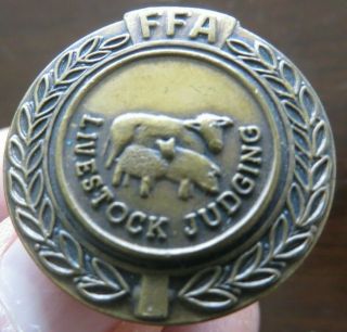 Ffa Future Farmers Of America Livestock Judging Brass Fair Pin Cow,  Sheep,  Pigs