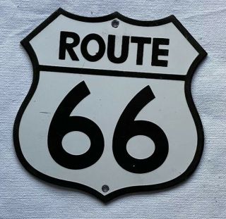 Vintage Route 66 Shield Porcelain Sign Car Truck Oil Gas Gasoline Automotive