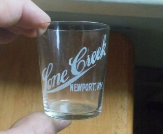 Lone Creek Newport,  Ky Pre Pro Distillery Advertising Whiskey Shot Glass 1905 Era