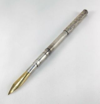 Antique Sterling Telescoping Combination Fountain Pen Mechanical Pencil 14k Nib