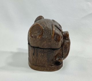 Antique Black Forest German Hand Carved Wood Pug Dog Inkwell W/ Insert 4