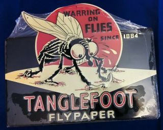 Tanglefoot Flypaper “since 1884” Embossed Metal Sign - 17 1/2” X 14” P160