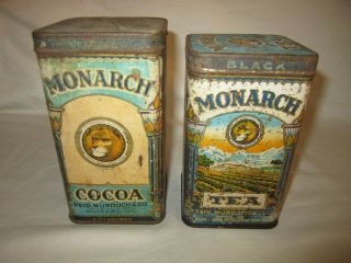2 Vintage Monarch Tin ' s Cocoa & Tea 2