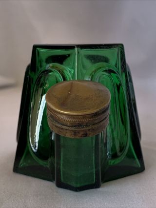 Rare Antique Green Teakettle Inkwell 1820’s - 1880’s 2