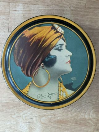 Rare Vintage Canco Tin Beautebox Image Of Pola Negri By Henry Clive 1920s