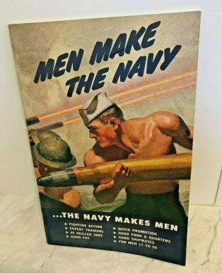 Men Make The Navy: The Navy Makes Men Recruiting Brochure Pamphlet Booklet 1942