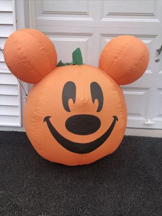 Disney 3’ Halloween Mickey Mouse Jack O Lantern Pumpkin Inflatable Air Blown