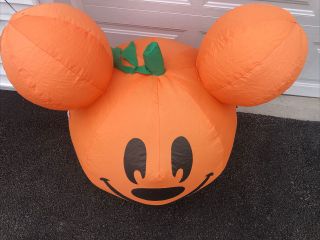 Disney 3’ Halloween Mickey Mouse Jack O Lantern Pumpkin Inflatable Air Blown 2