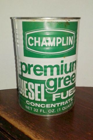 Metal Champlin Premium Green Diesel Fuel Concentrate Quart Can Empty Enid Ok