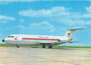Tarom Airline Issue Postcard Bac One Eleven Jet With 84 Seats