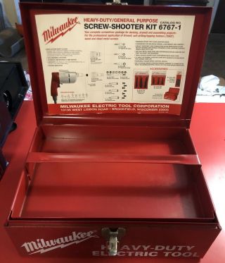 Vintage Milwaukee Tool Box Heavy Duty Electric Tool Red Metal Storage Case