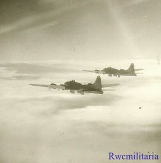 Org.  Photo: Aerial View Pair 305th Bomb Group B - 17 Bombers Flying In Formation