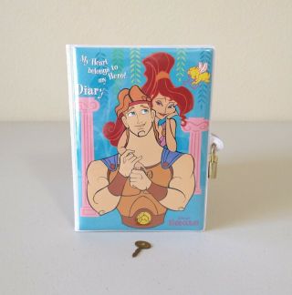 Disney Hercules Vintage Megara Meg Diary Notebook W/ Metal Lock & Key