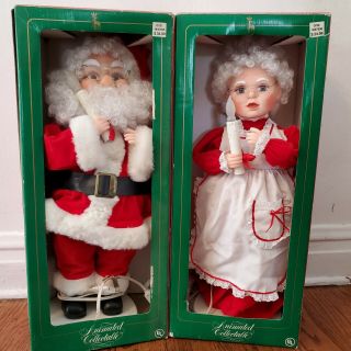 Vintage Animated Collectible Santa Claus&mrs Claus Christmas Set.  Condit