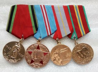 Veteran Ww2 Set Of 4 Ussr Soviet Russian Military Medal